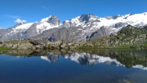 La Meije reflected in lake