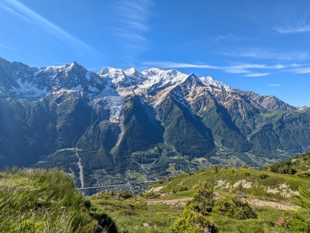 view of Mont Blanc range from Bellachat - Summer Hiking Week