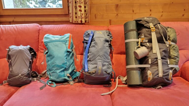 Selection of full backpacks